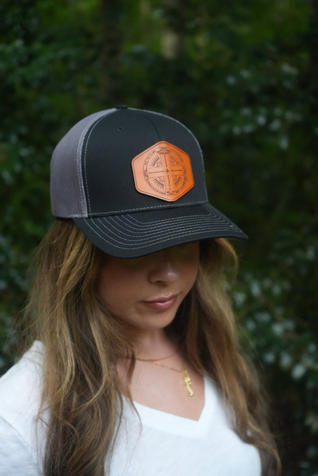 Signature Leather Patch Trucker - Black/Charcoal-John Phillips Triangle