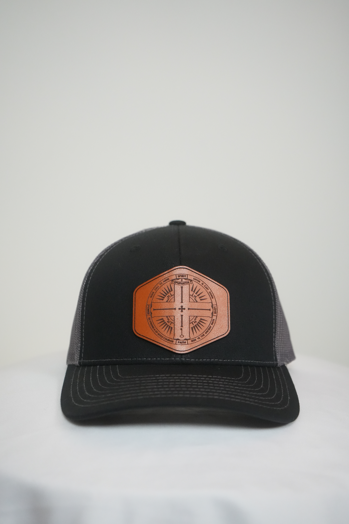 Signature Leather Patch Trucker - Black/Charcoal-John Phillips Triangle