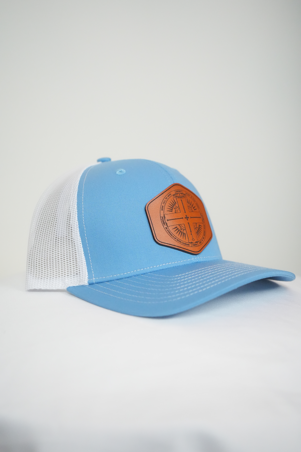 Signature Leather Patch Trucker - Columbia Blue/White-John Phillips Triangle