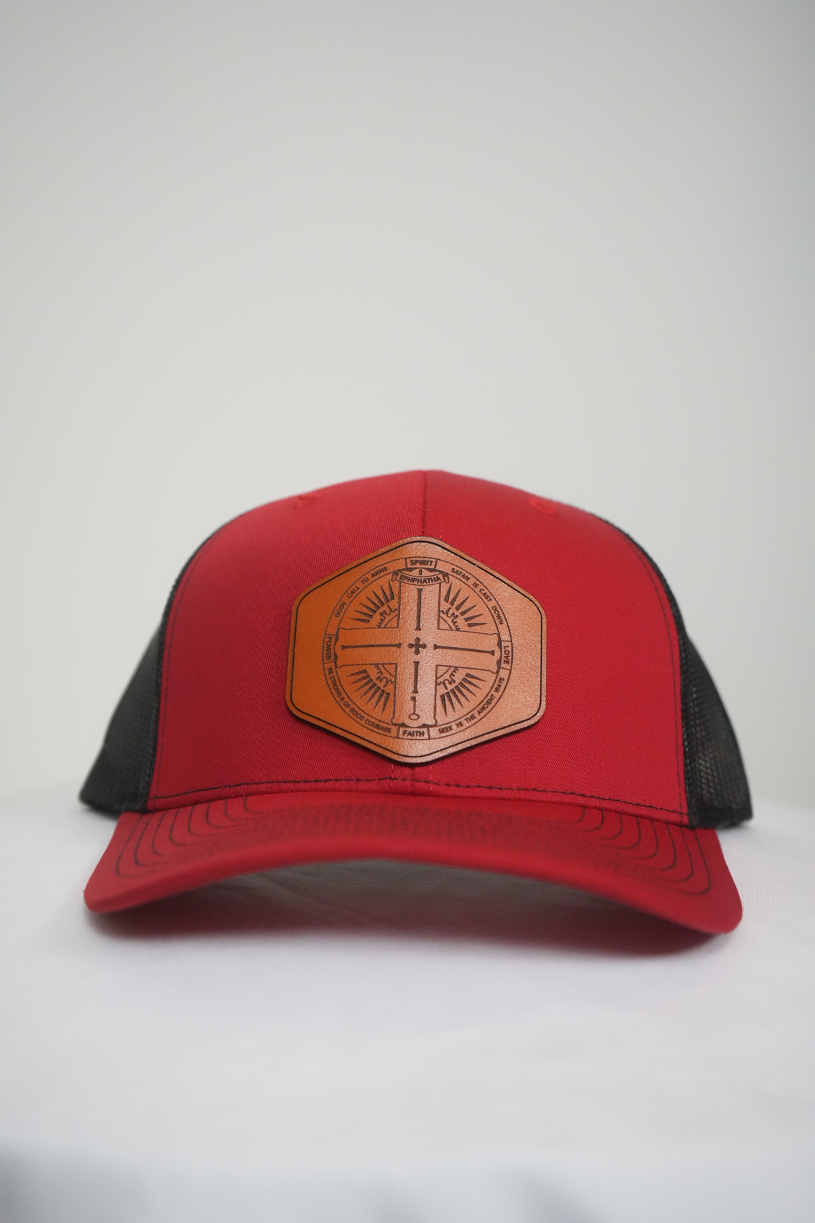 Signature Leather Patch Trucker - Red/Black-John Phillips Triangle